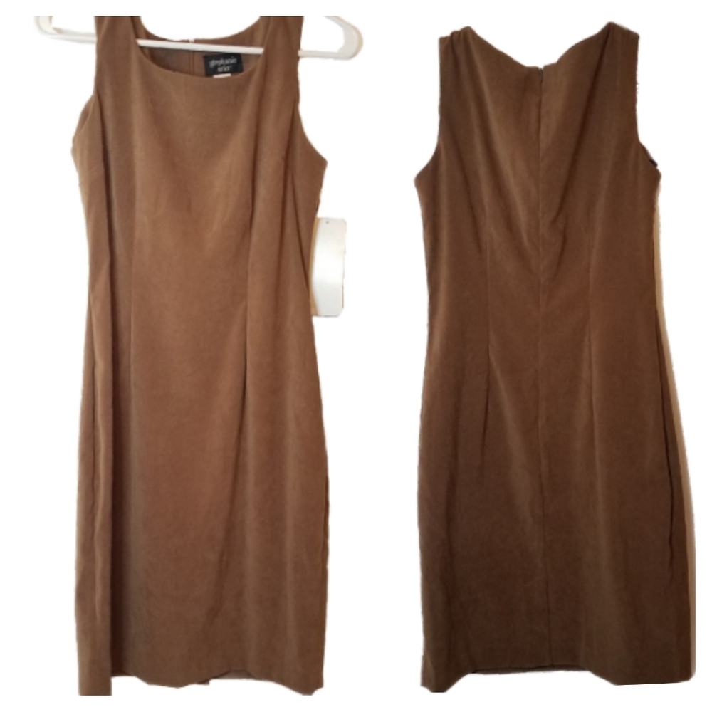 NWT Camel Brown Suede Mini Sleeveless Dress